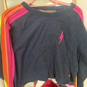 Aviator nation Rainbow Stripe Lightning Bolt Shirt